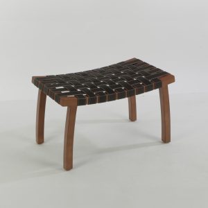 Banqueta Nordica 70X40 - Madera Miel Ulmo – Cuero Chocolate